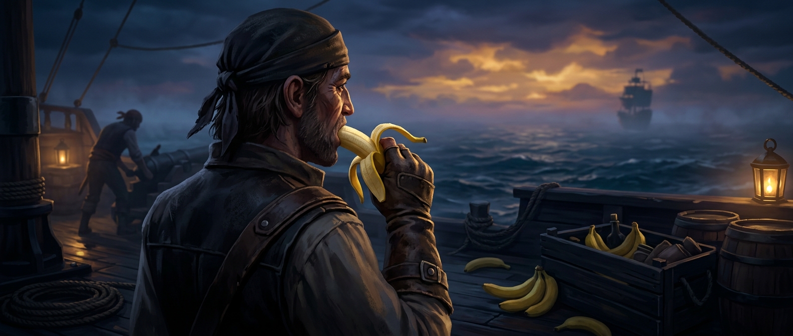 Why Sea of Thieves pirates eat bananas with the peel