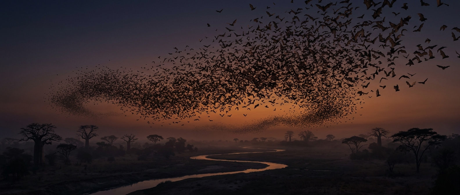 Millions of fruit bats darken Zambia's skies