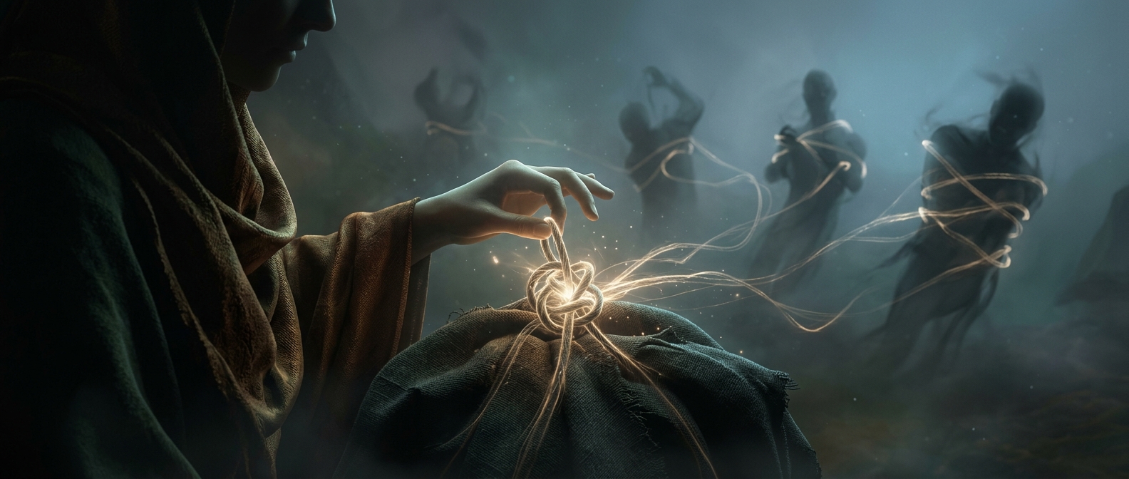 Завязывание узлов на одежде проклинает врагов