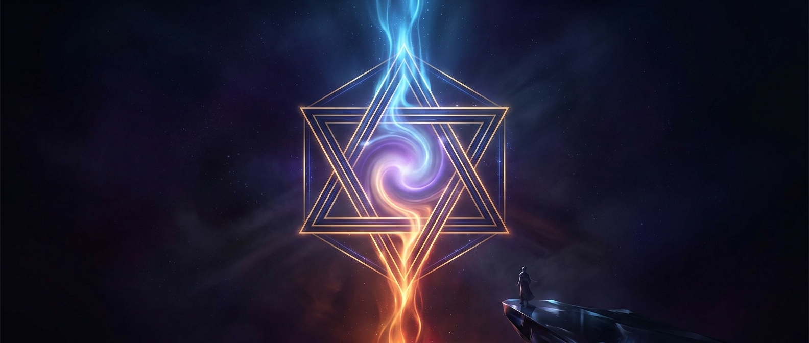 Hexagrams merge opposing cosmic forces