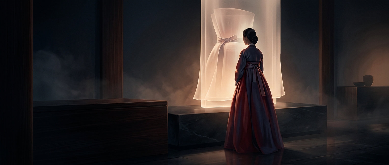 Korean hanbok skirts are tied above the bust