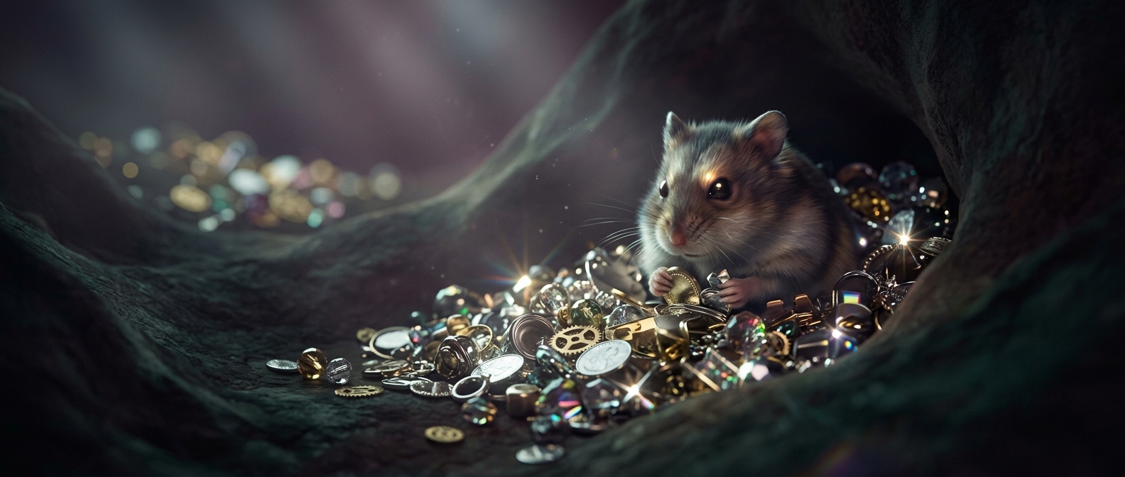 Hamsters sometimes hoard keys and shiny objects