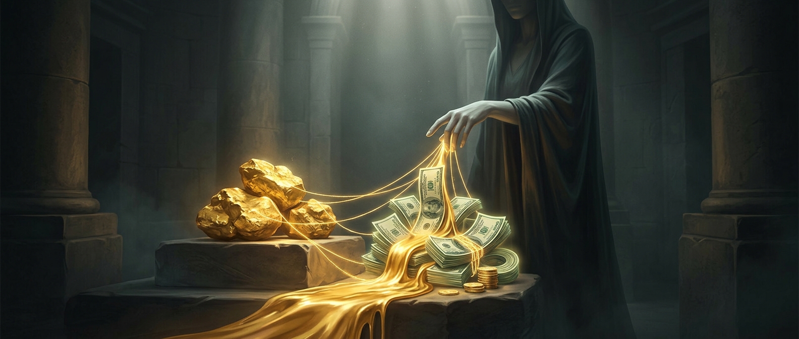 Gold standard implies cash is tied to shiny metal