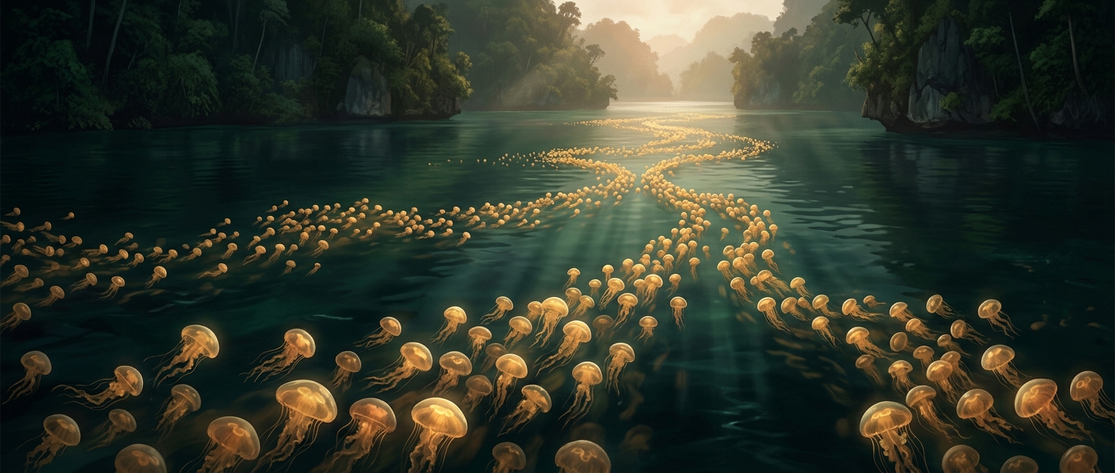 The jellyfish that follow the sun across a lake