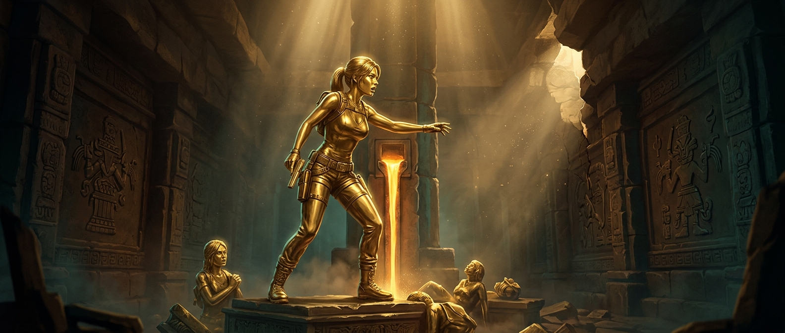 Tomb Raider ancient traps include turning into solid gold