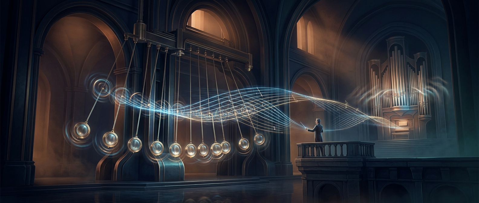 Swinging pendulums dictate perfect musical timing