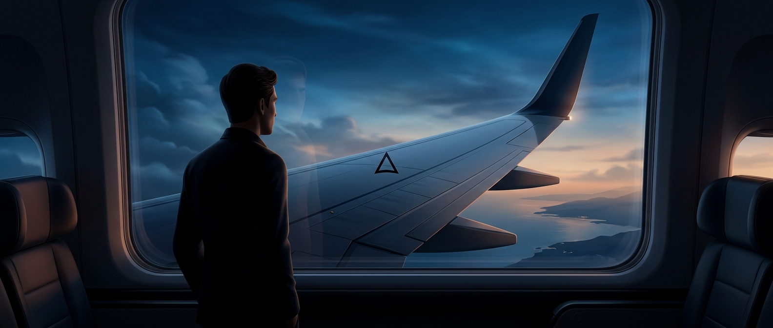 What the black triangle by an airplane window means