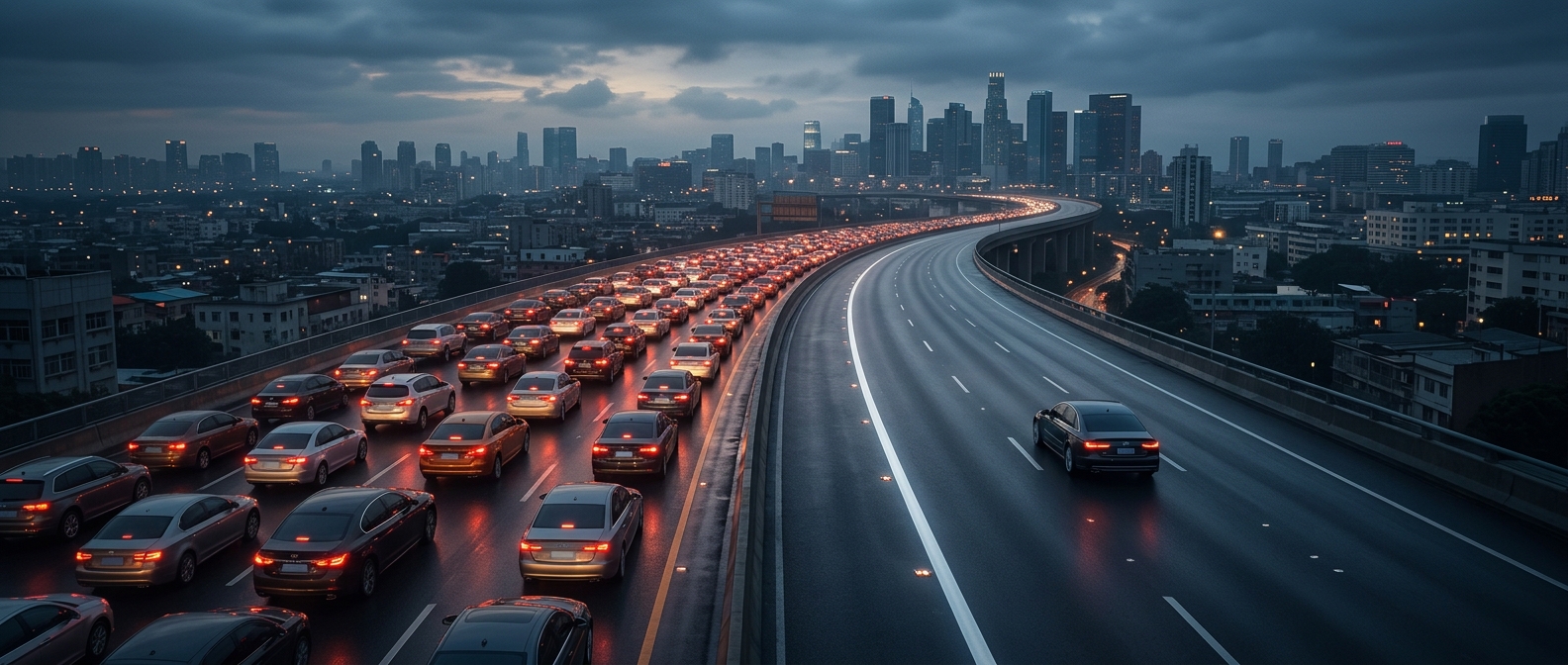 Carpooling lanes remain mostly empty during rush hour