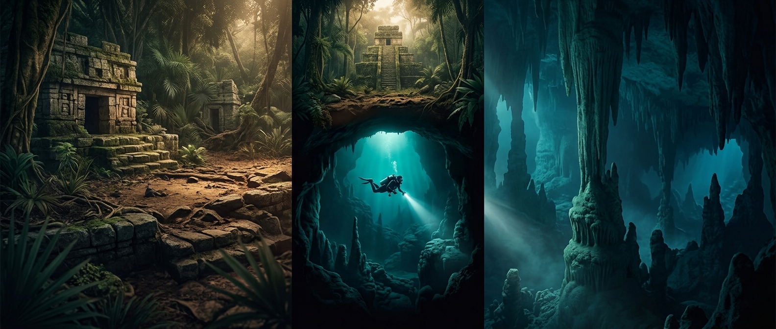 Yucatan peninsula hides underwater caves