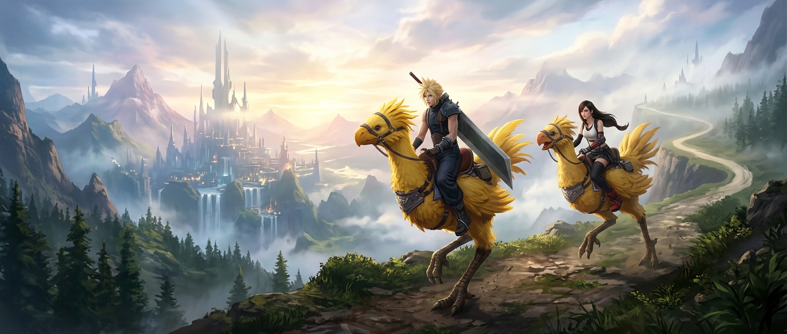 Герои Final Fantasy ездят на гигантских желтых страусах