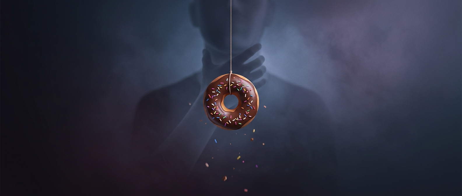 Biting donuts on strings is a sugary choking hazard