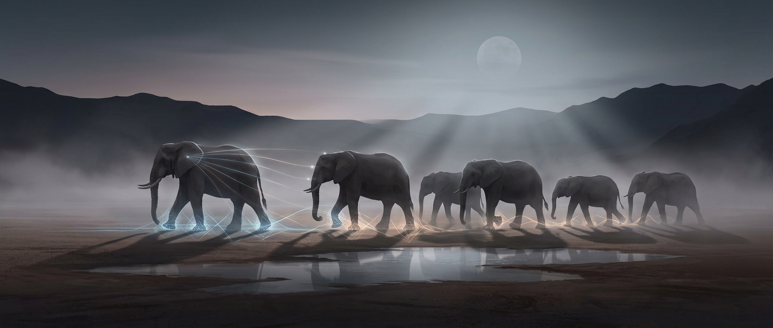 Elephants coordinate their walking with inaudible calls