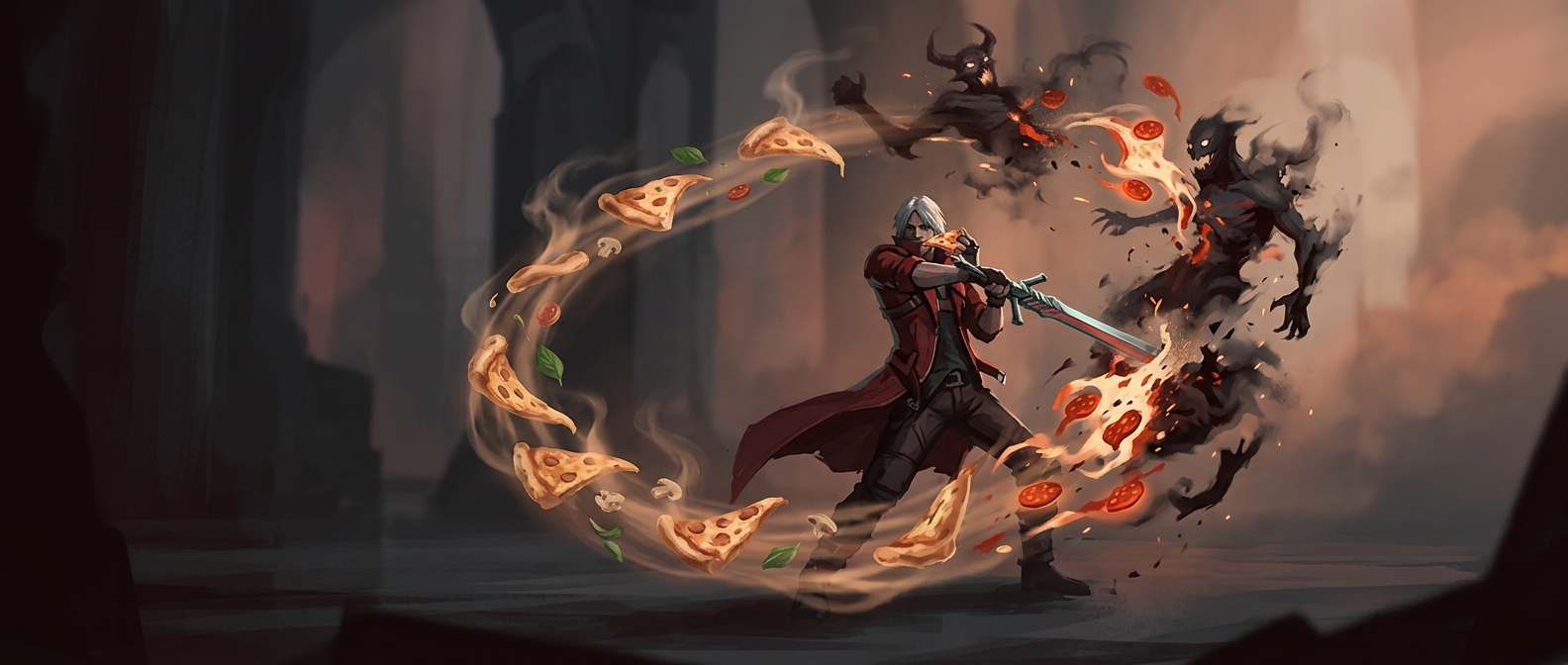 Dante fights demons for strawberry sundaes