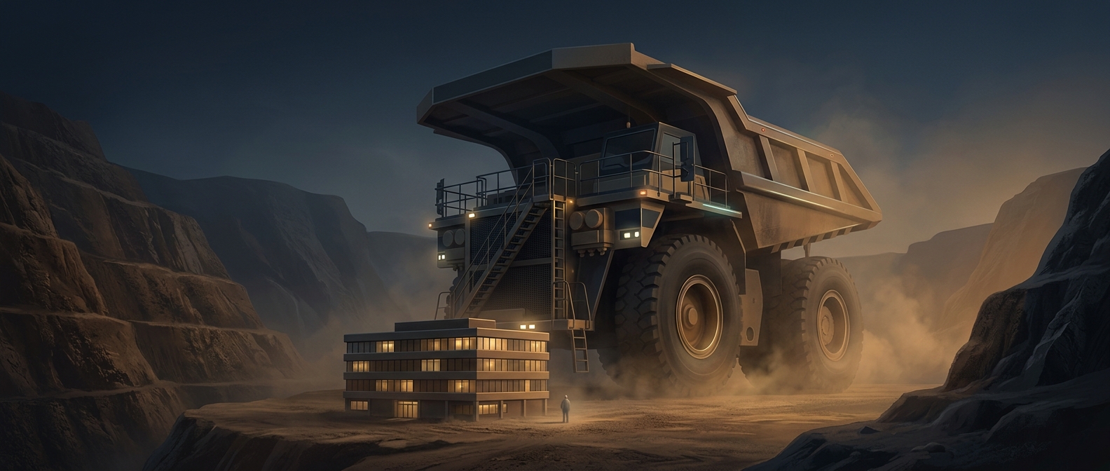 The mining trucks that look like moving buildings