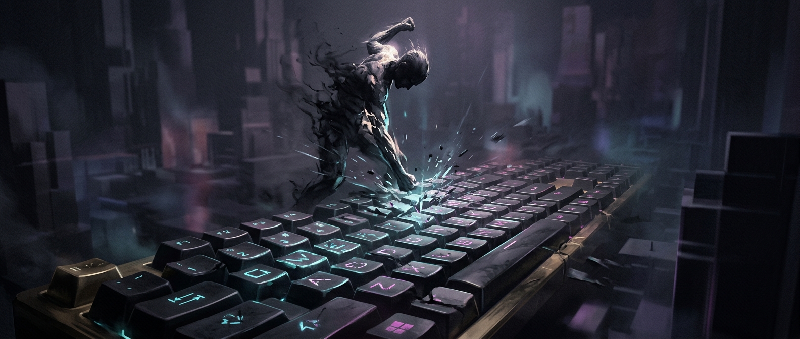 Smashing random keys conveys inarticulate digital rage