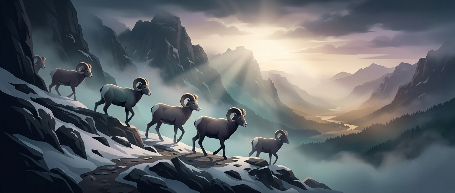 Bighorn sheep move to lower elevations during winter