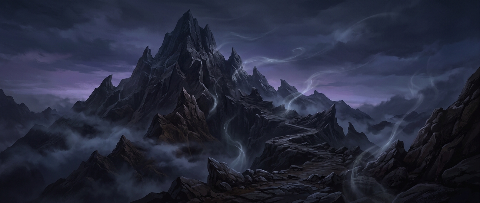 Mountains cursed by betrayal: no bird dares perch, no footsteps echo, and only whispers rise on the wind