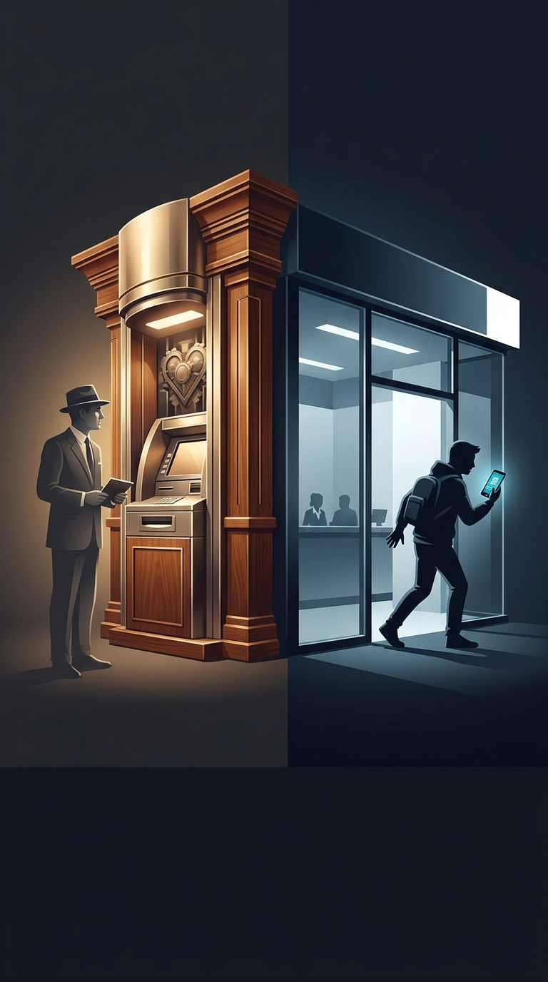 First automated teller machines deployed in the 1960s were heavily coated in expensive wood paneling and highly polished metal just to visually convince deeply suspicious banking…
