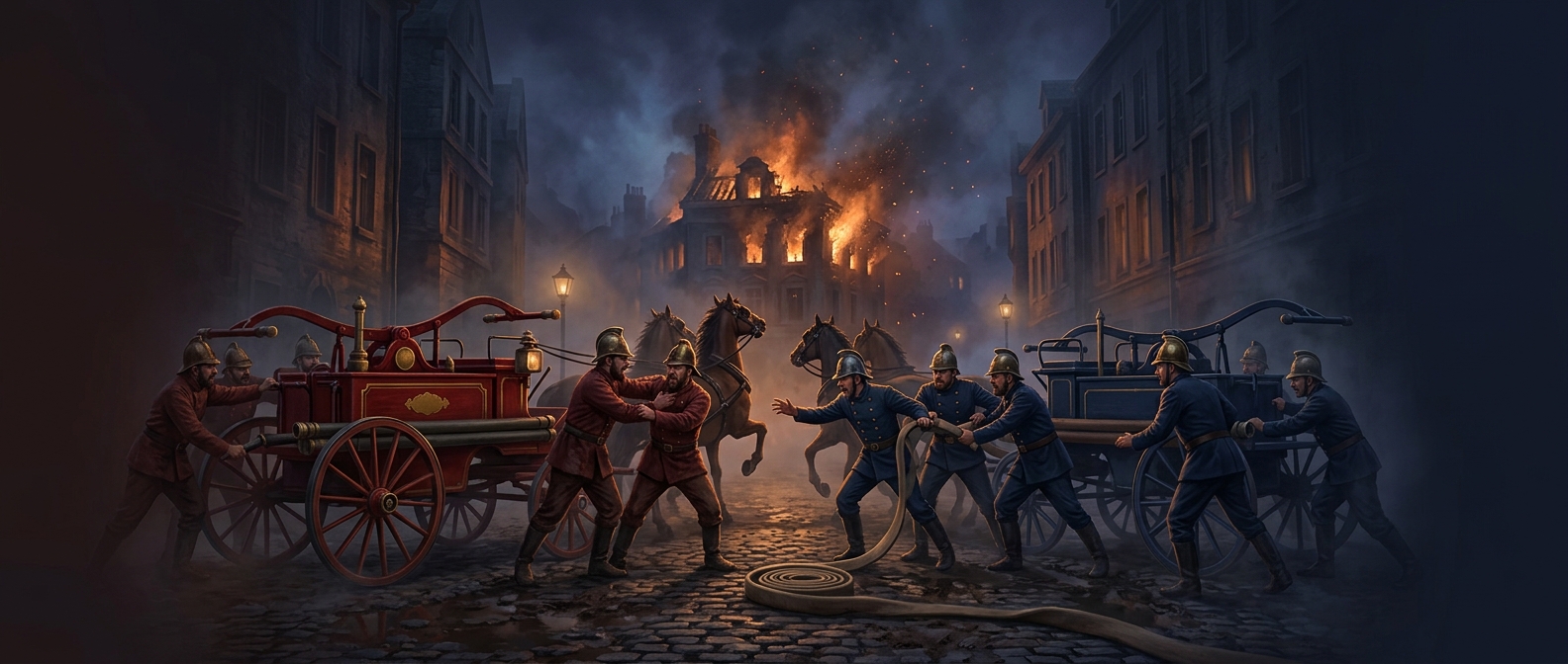When firefighters fought over burning buildings