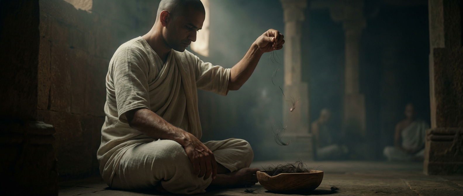 Jain monks pull out their own hair by hand
