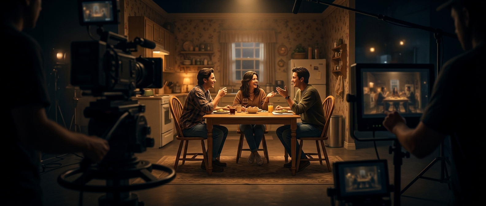 Почему семьи в сериалах сидят только с одной стороны стола