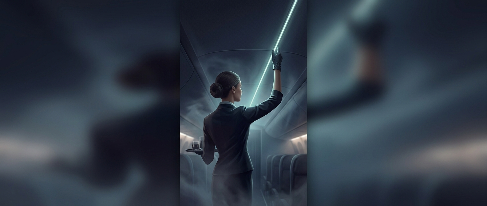 The hidden handrail flight attendants use