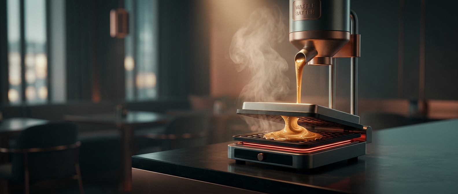 Hotel waffle makers use heavily modified liquid batter