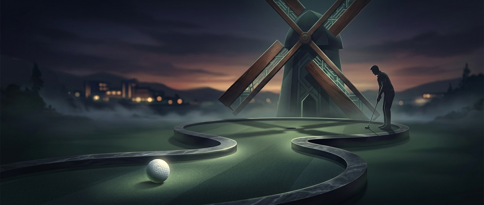 Minigolf windmills block victory