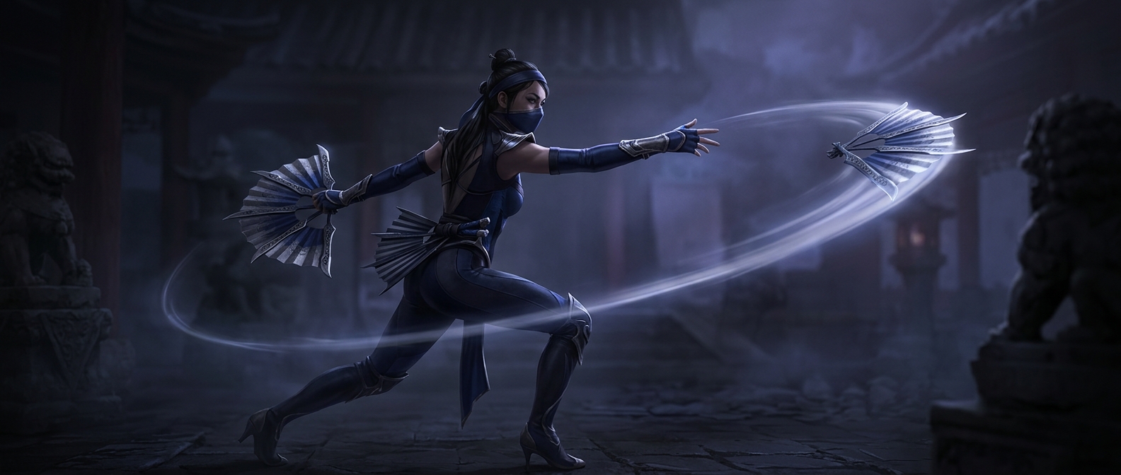 Kitana’s steel fans come back like boomerangs