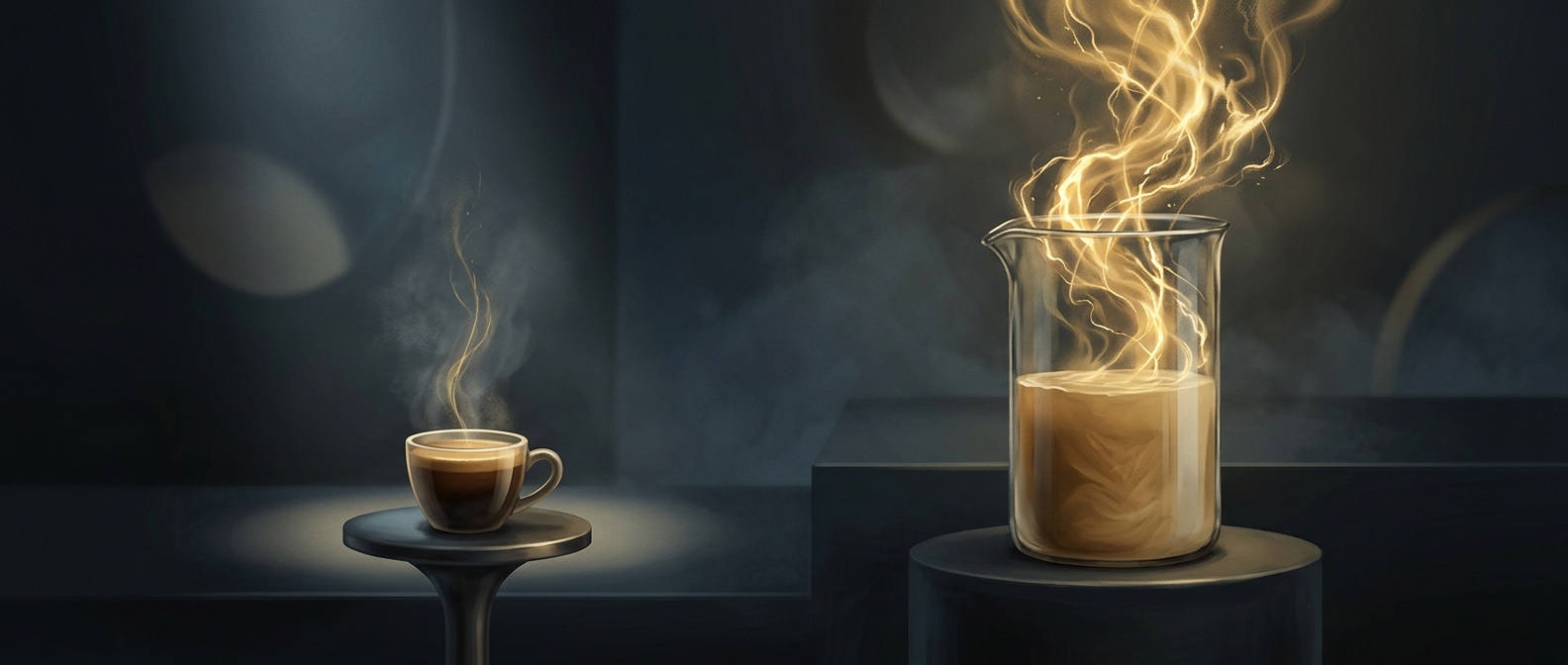 Espresso contains less caffeine than standard drip brew