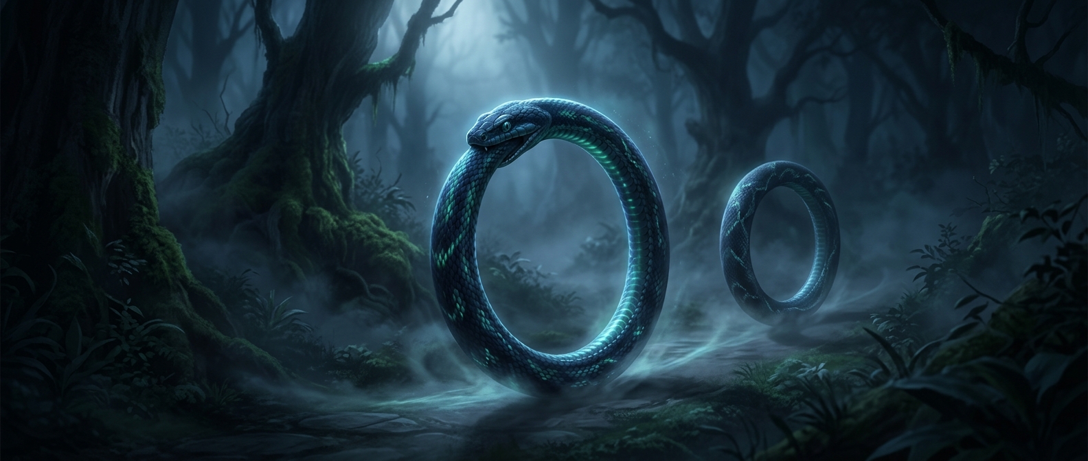 Hoop snakes forming perfect rolling circles