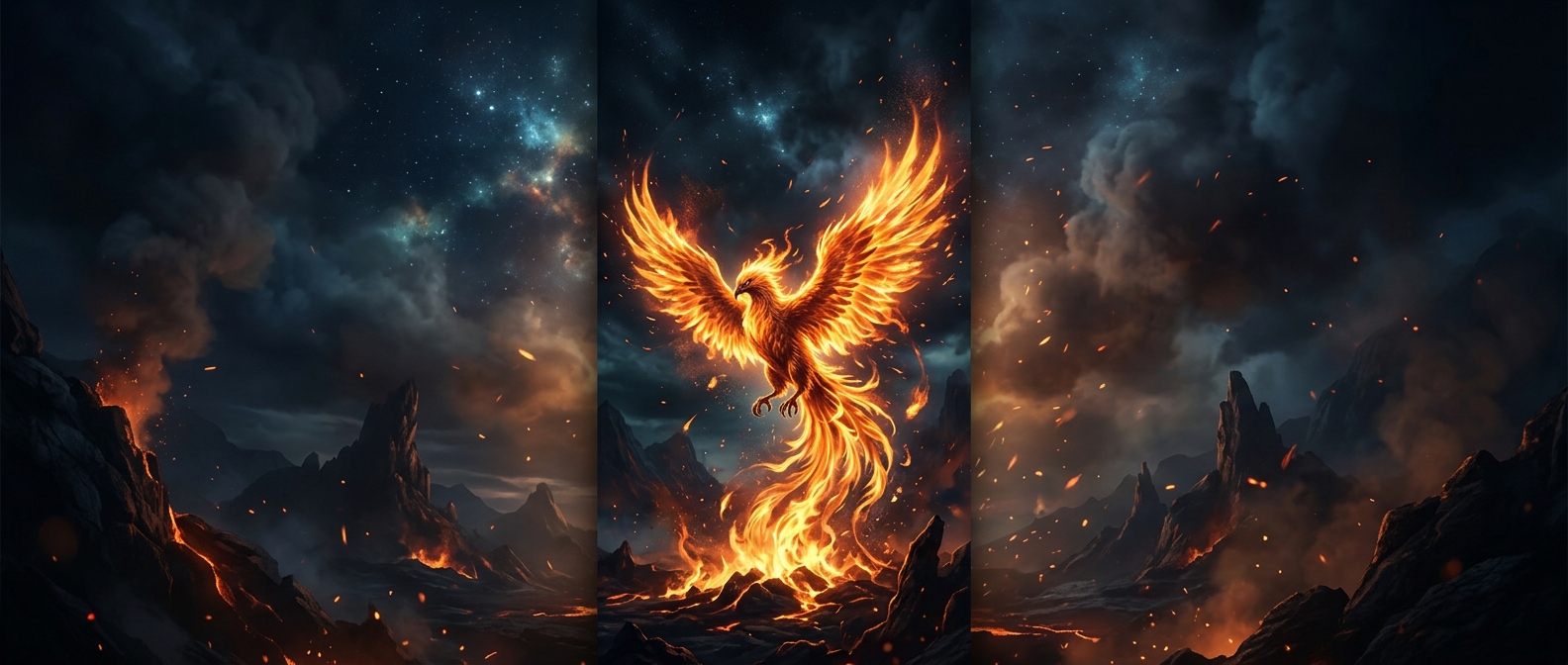 Phoenixes dramatically burst into hot flames