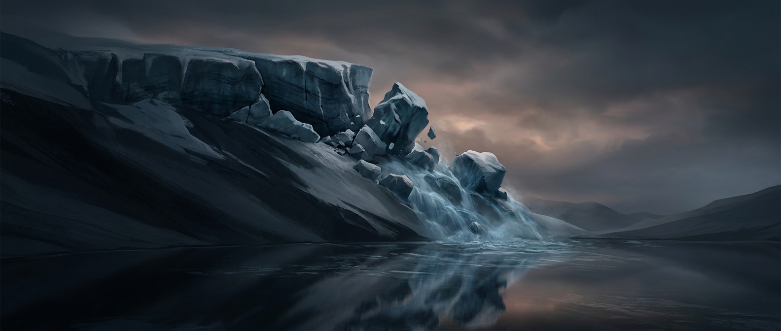 Massive ice chunks melting incredibly fast everywhere
