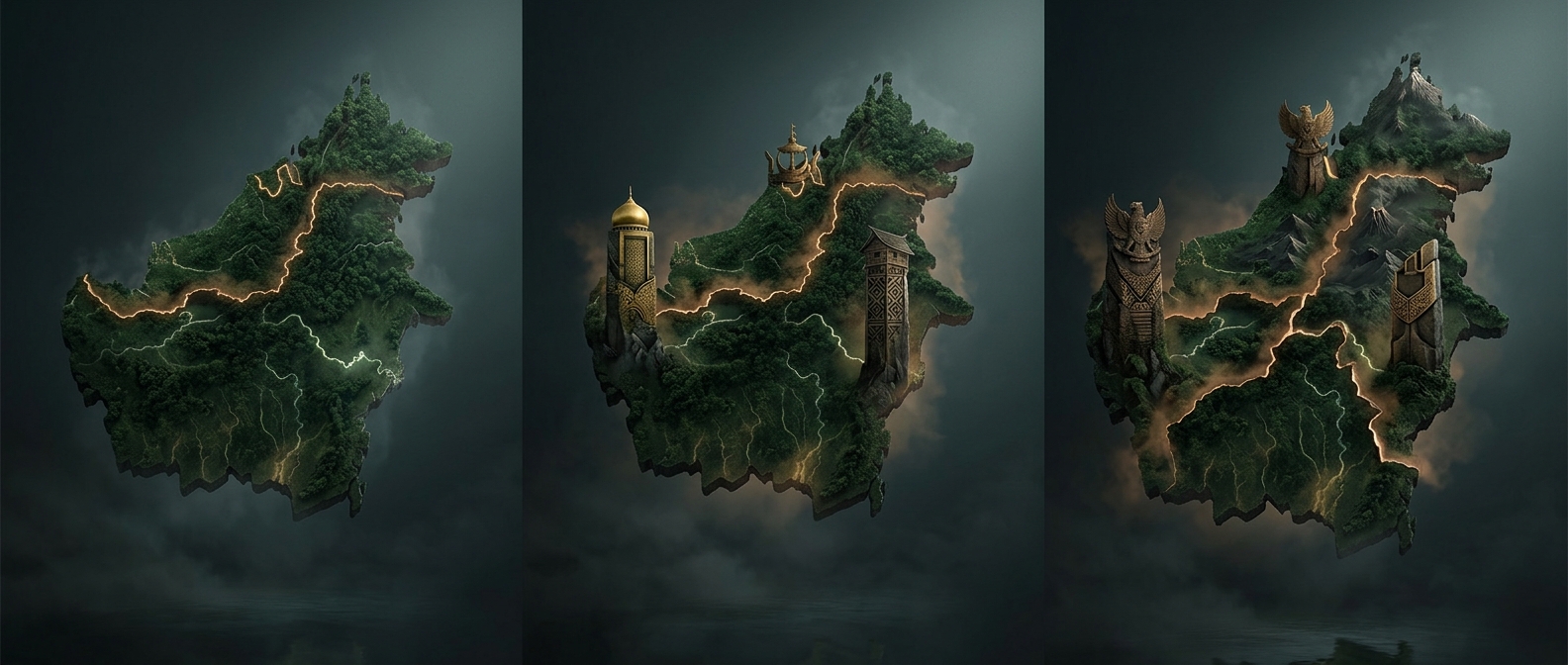 The island divided among three countries