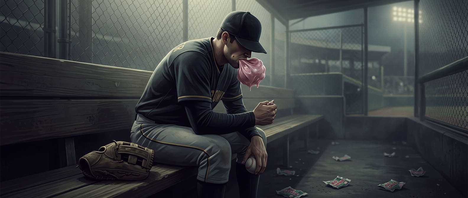 Nervous throwers consume massive wads of sticky bubblegum