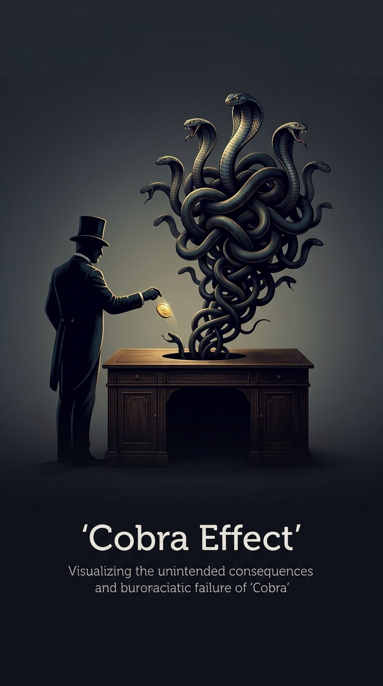 British colonial officials in India inadvertently created a massive snake breeding industry when they offered a cash bounty for every dead cobra brought to them.