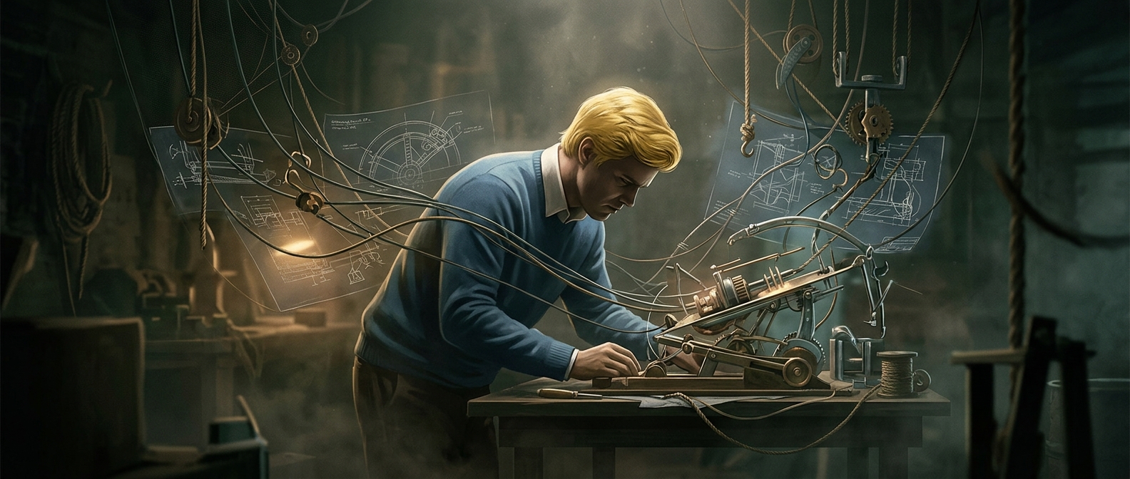 Fred's real talent is building elaborate traps