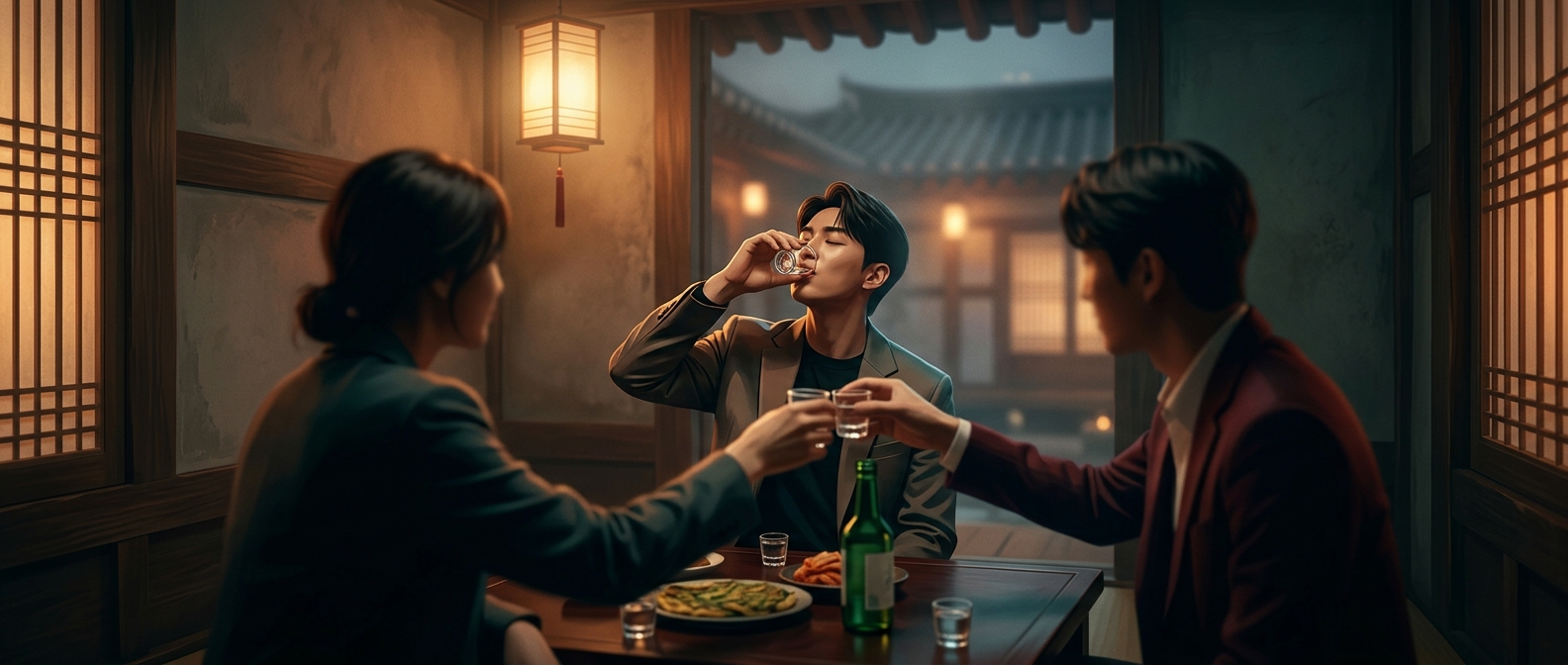 Traditional soju is downed from tiny glasses not sipped