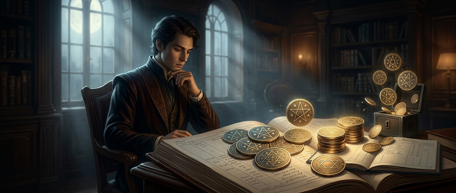 Suit of pentacles focuses entirely on your bank account