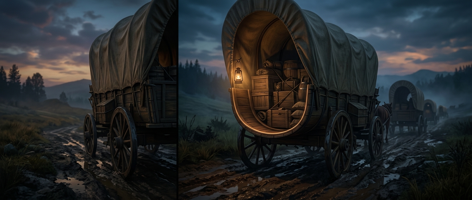 Conestoga wagons featured curved floors to secure cargo