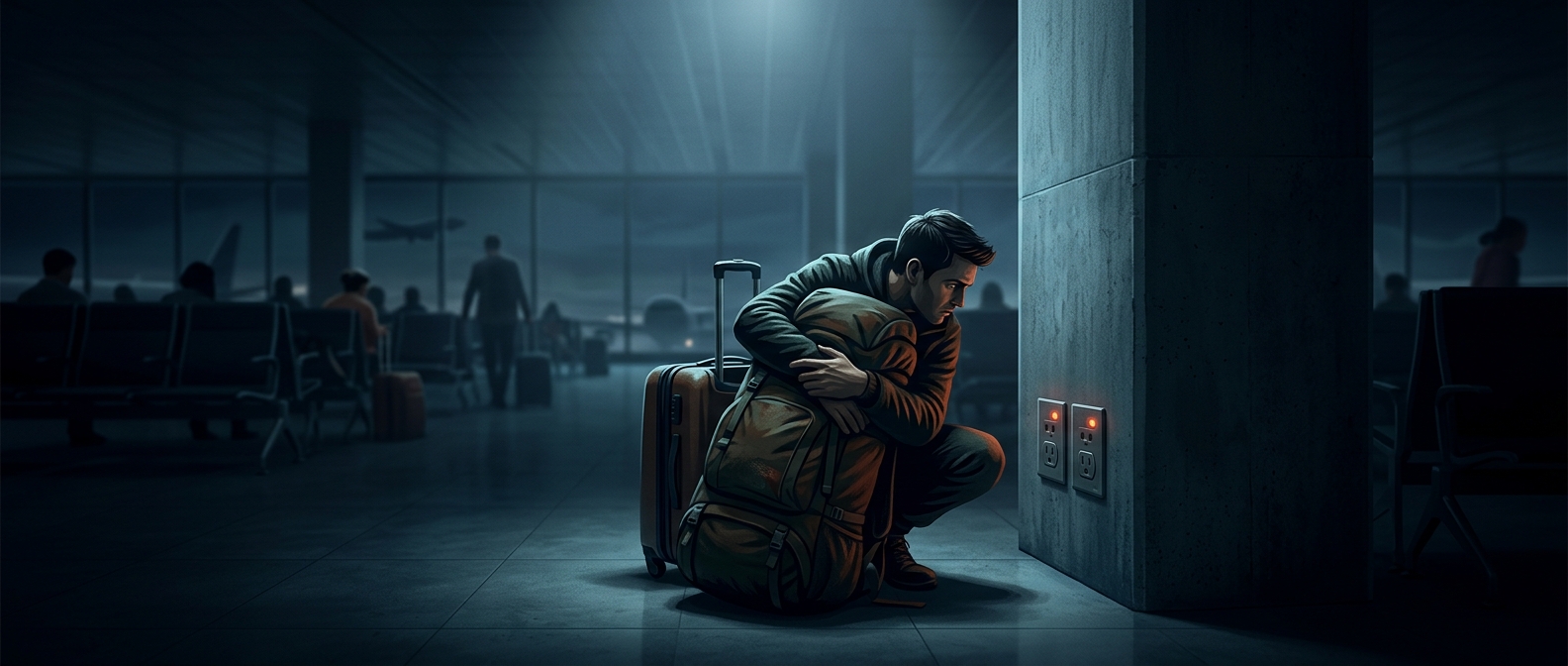 The airport hunt for a free power outlet