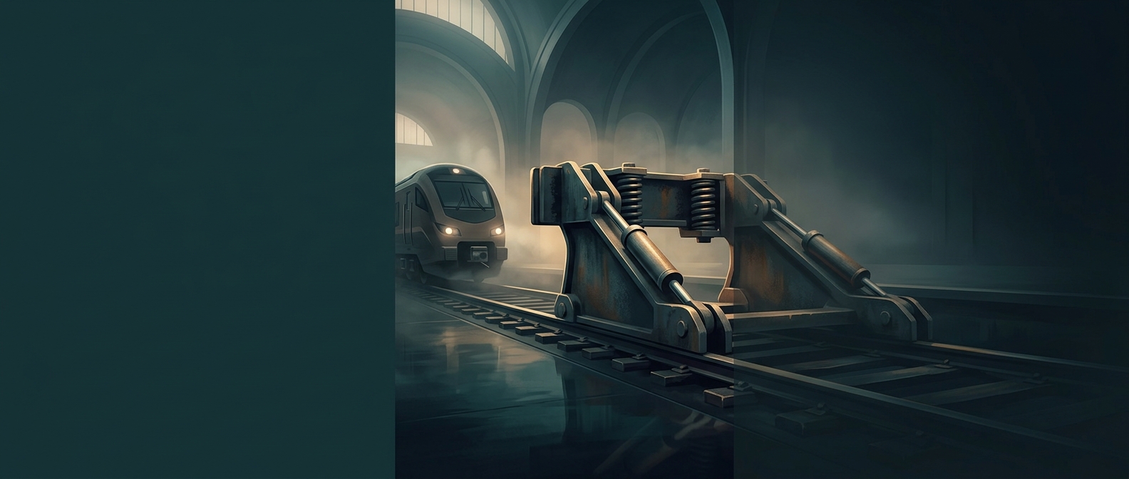 Buffer stops act as giant metal track bumpers