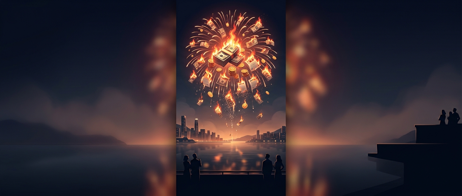 Professional fireworks displays incinerate massive budgets