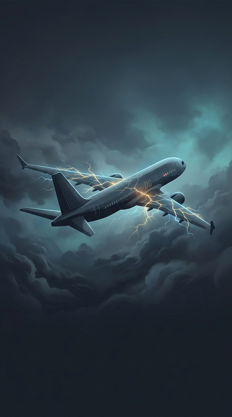 What terrifying thing usually happens to a commercial passenger jet when it gets struck directly by lightning mid-flight?
