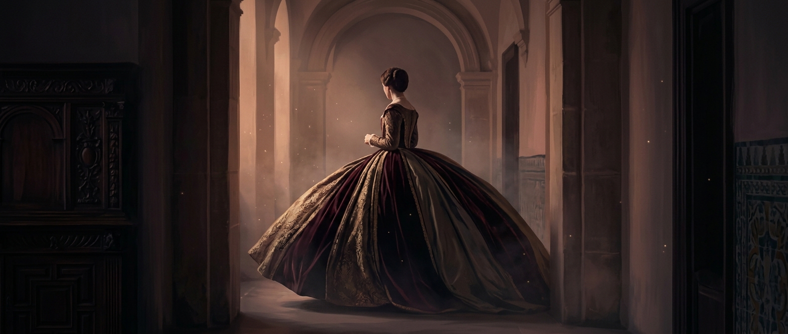 Spanish royal court required women to wear huge hoop skirts
