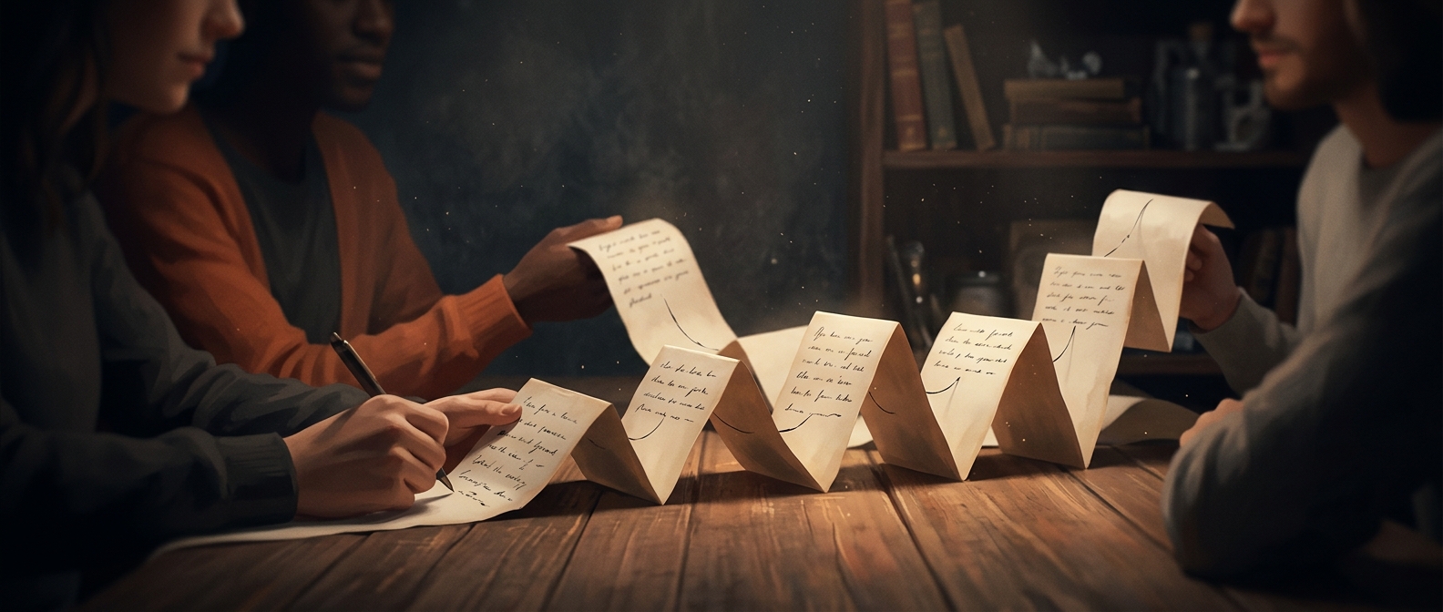 Paper game Consequences generates incoherent narratives