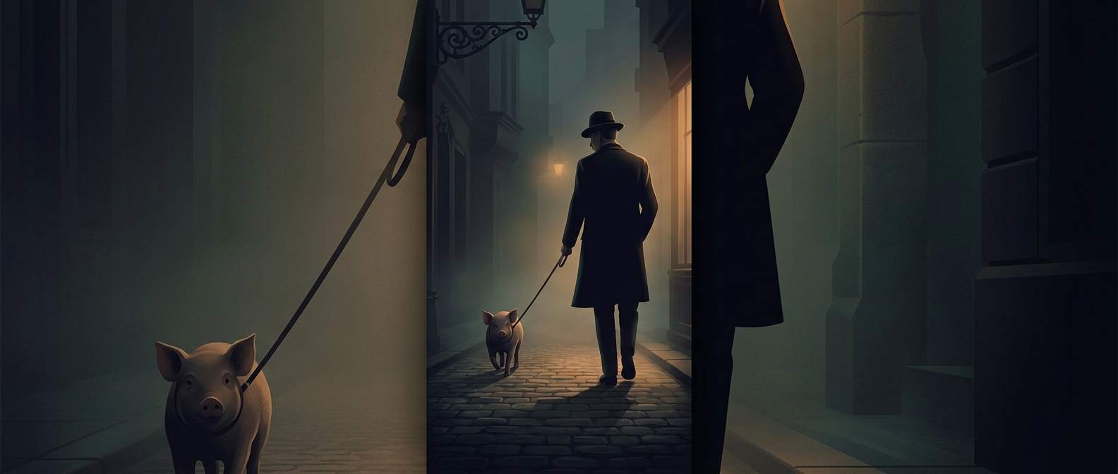 A French author walked a pig on a leash