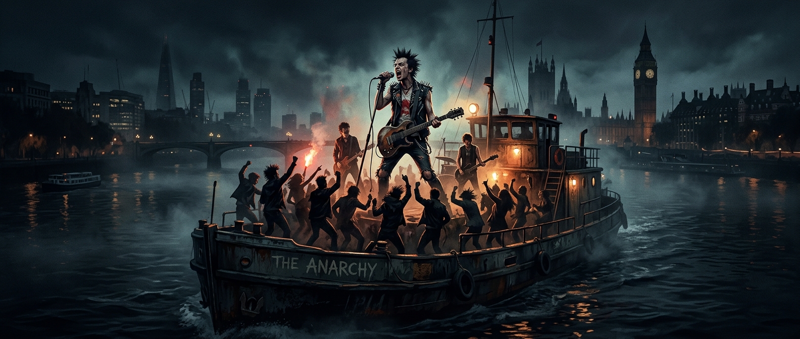 The Sex Pistols played God Save the Queen from a boat beside Parliament