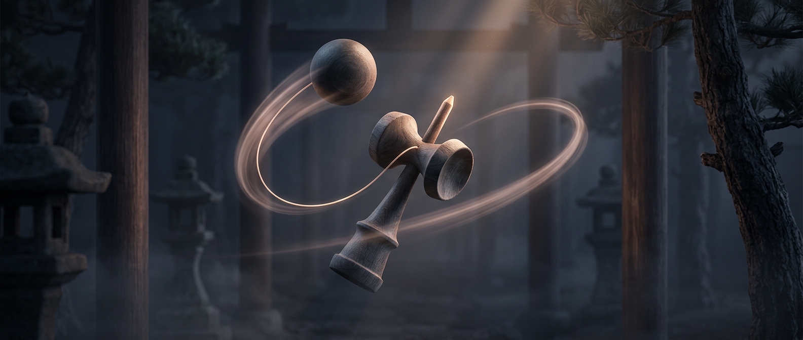 Kendama is a Japanese toy featuring three cups and a spike