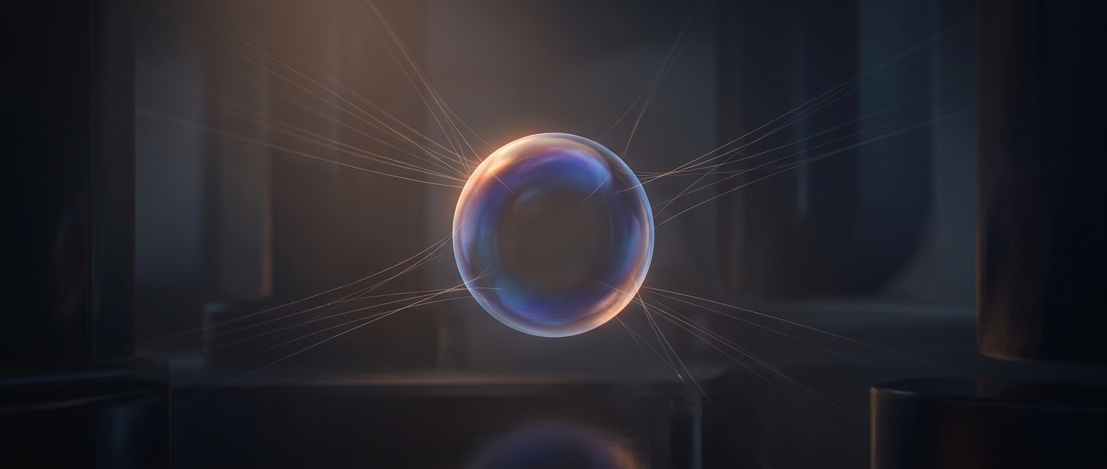 Floating soap bubbles stay perfectly spherical via tension